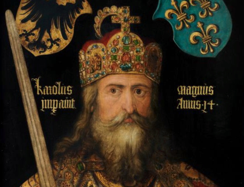 Emperor Charlemagne wearing a crown