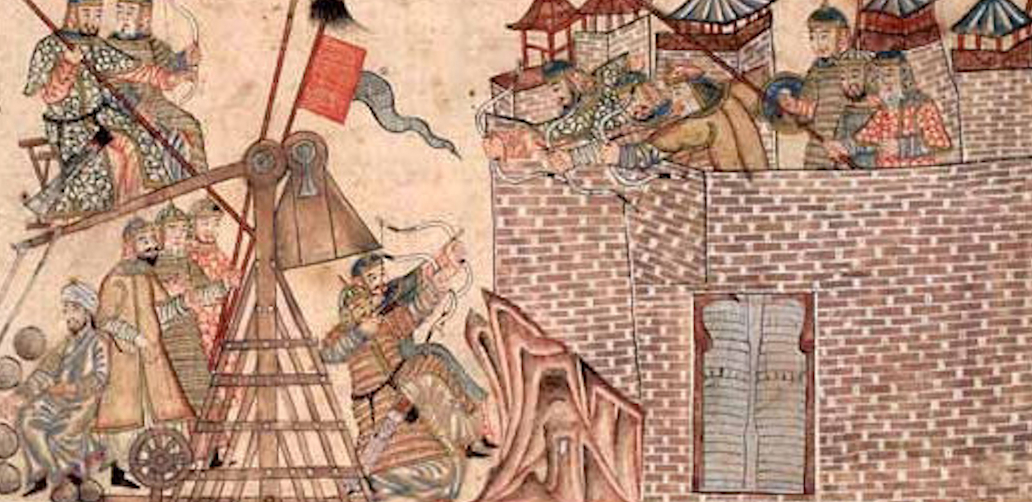 Painting of Mongols besieging a city