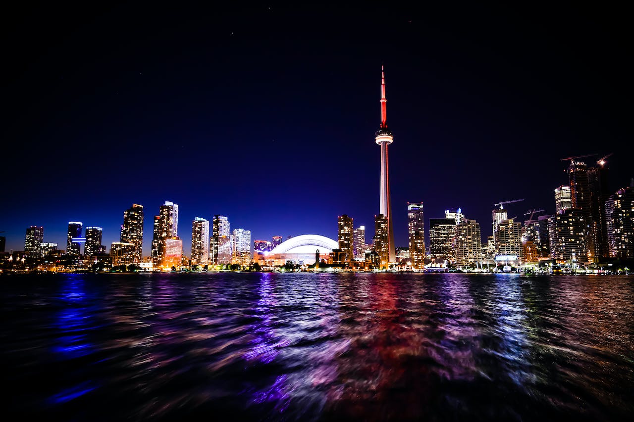 CN tower in Toronto ,Canada at night.