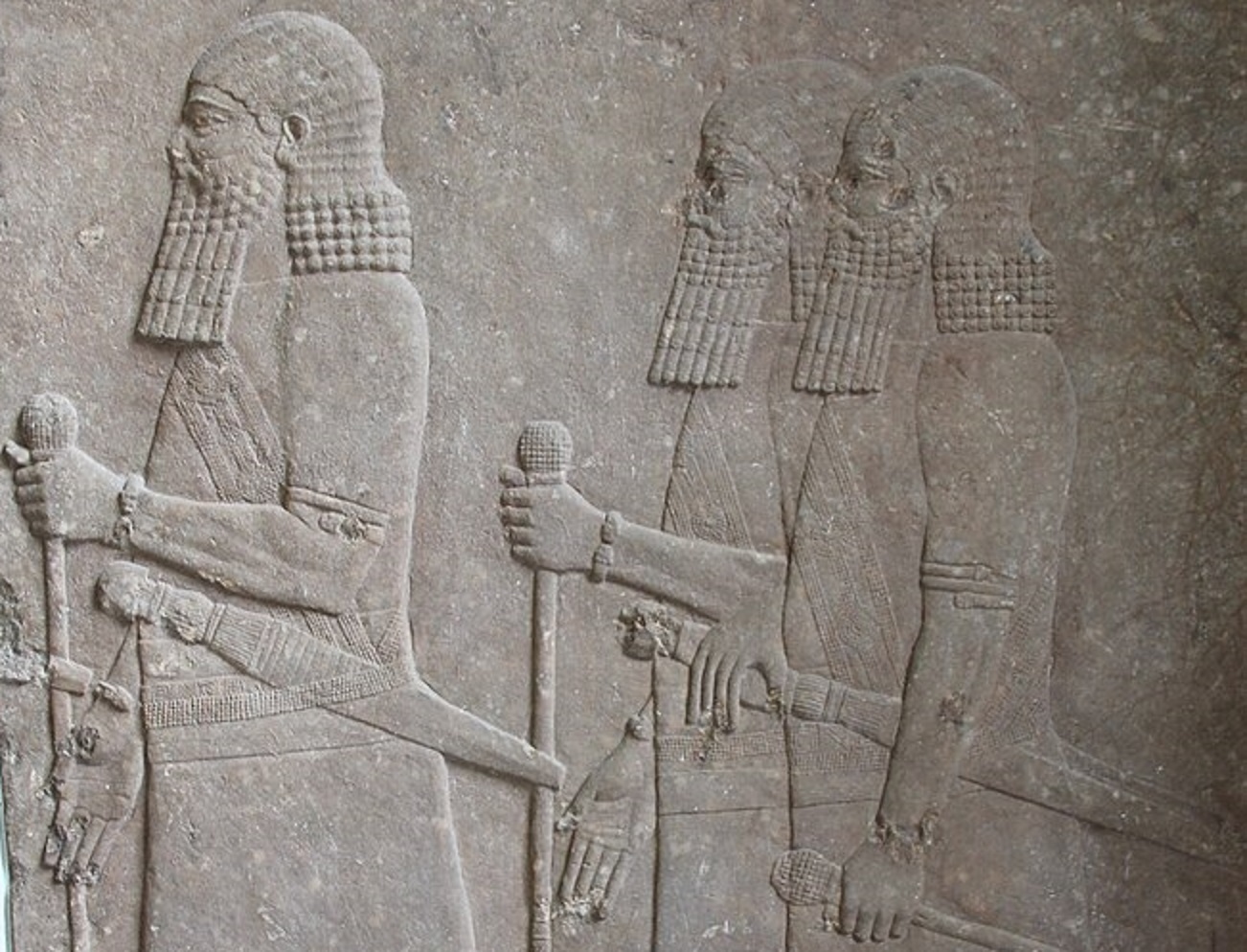 Ancient Assyria Bas-Relief of Armed Soldiers, Palace of King Sennacherib (704-689 BC)