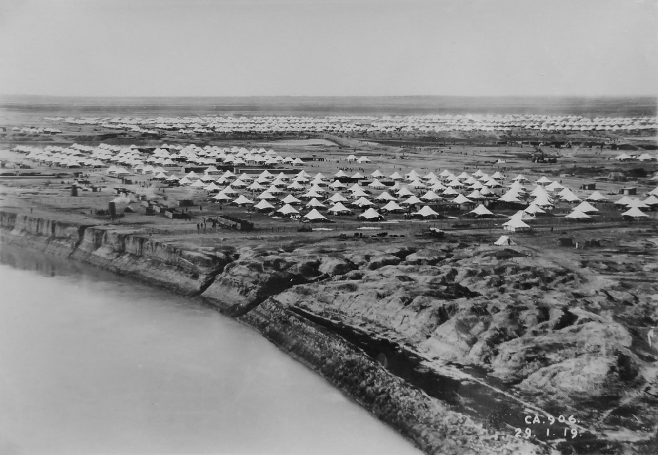Rows of tents housing refugees in camp at Baqubah - 1920
