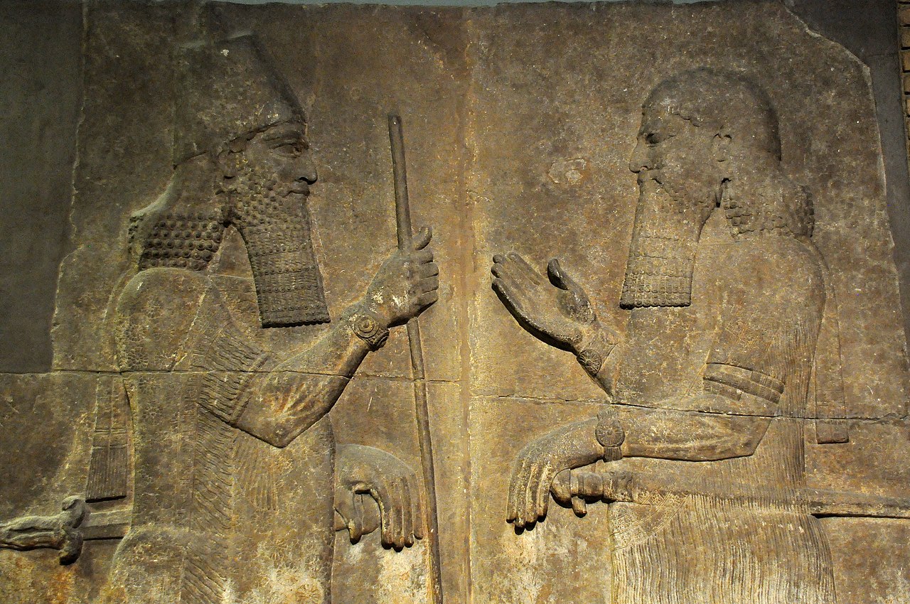 Sargon Ii (Left) Faces A High-Ranking Official, Possibly Sennacherib His Son