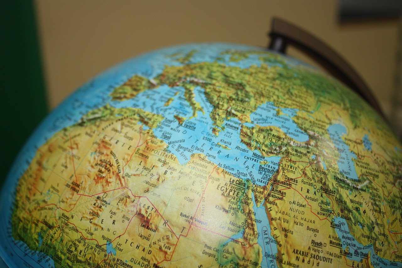 Photo of a Earth Globe on a blurred background