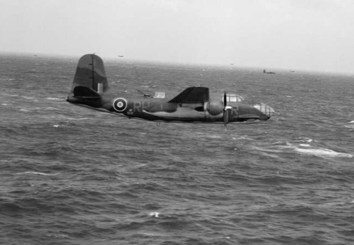 Royal Air Force Bomber over sea, 1942-1945