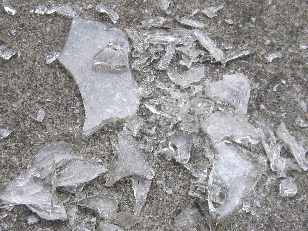 Broken Glass on Concrete