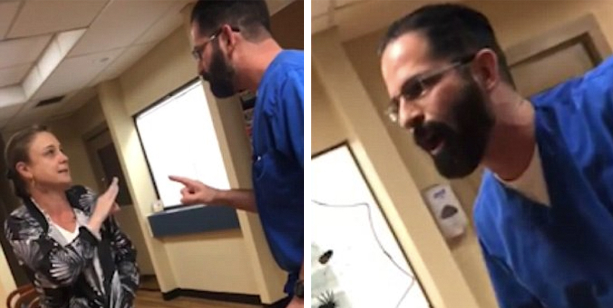 Pharmacist is consulting customer in drugstore.