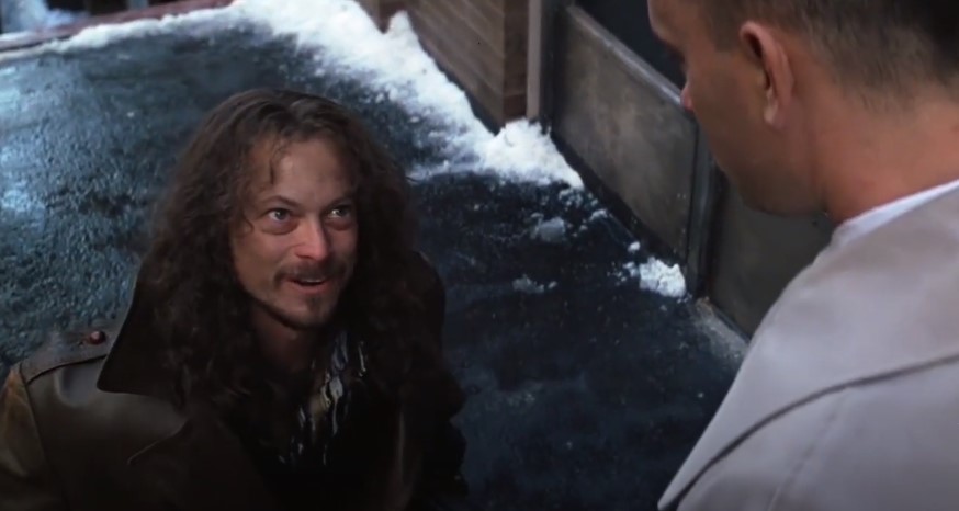 Gary Sinise as Lieutenant Dan Taylor, in wheelchair
