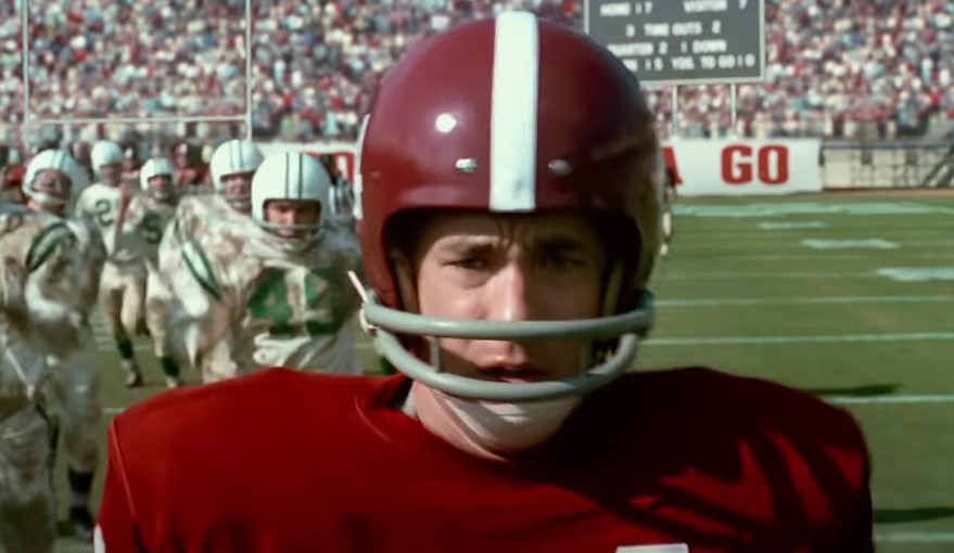 Tom Hanks as Forrest Gump in football jersey