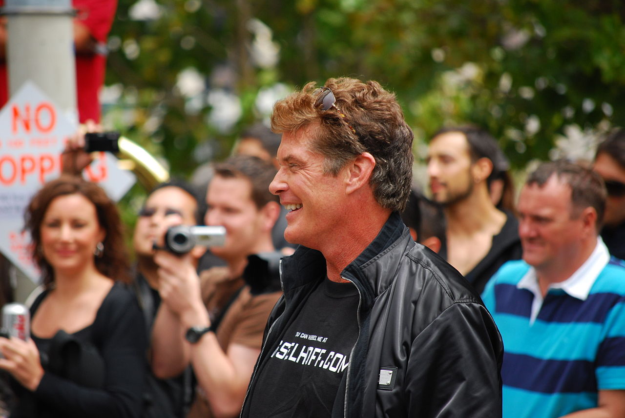 David Hasselhoff in leather jacket