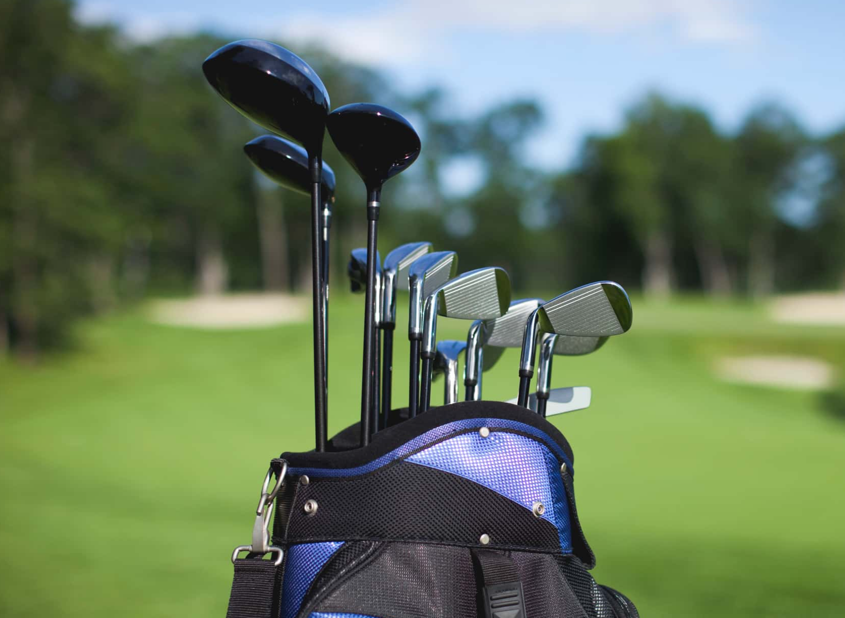 Close-Up Of Golf Clubs In Bag.