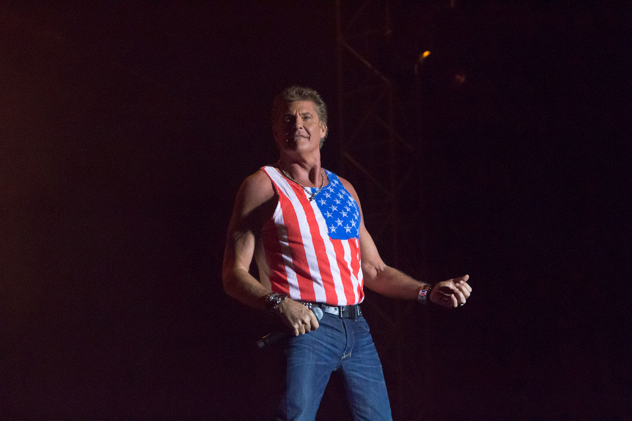 David Hasselhoff in American flag t-shirt