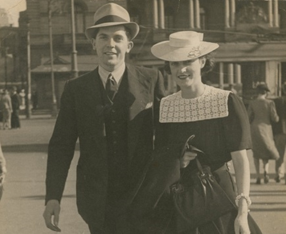 Len Siffleet and his fiancee Clarice Lane at Circular Quay - 1943