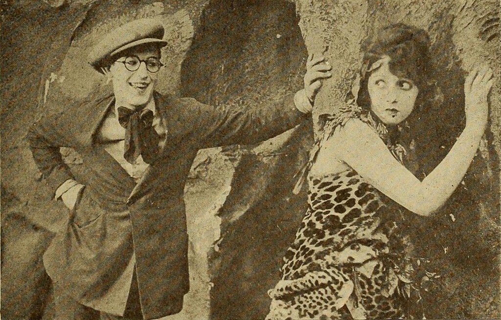 Still from the American comedy short film Just Dropped In with Actor Harold Lloyd and Actress Bebe Daniels