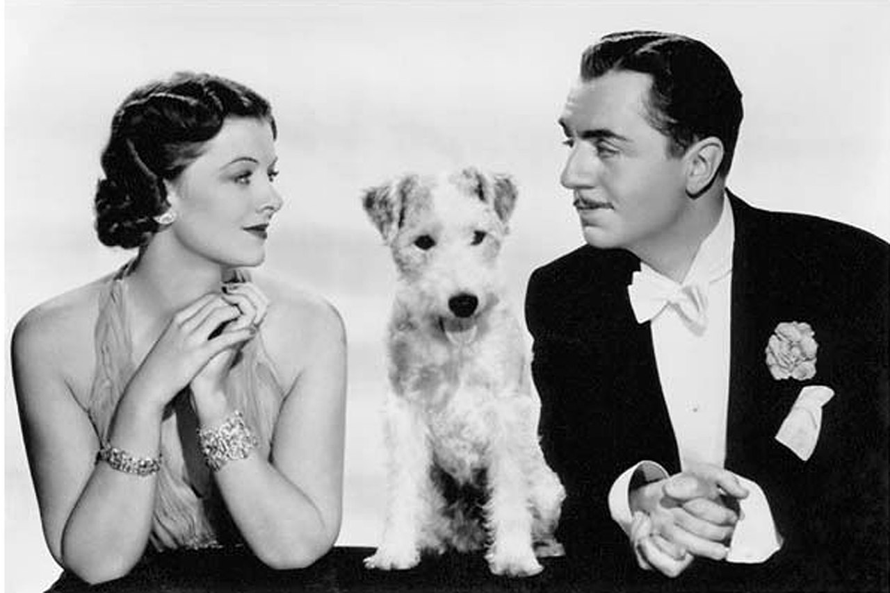 Publicity Photo for After The Thin Man, with Myrna Loy, Skippy, and William Powell, 1936