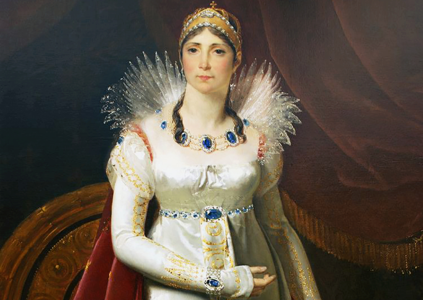 Empress Josephine in white dress, crown