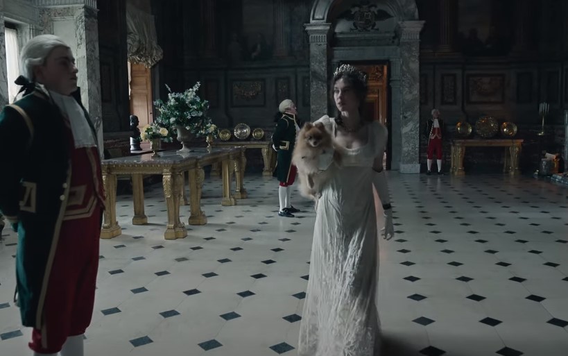 Empress Josephine  holding a dog