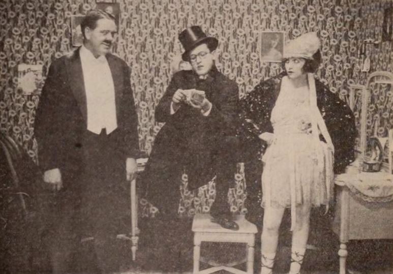 Still from the American comedy film At the Old Stage Door (1919) with Harold Lloyd, Bebe Daniels
