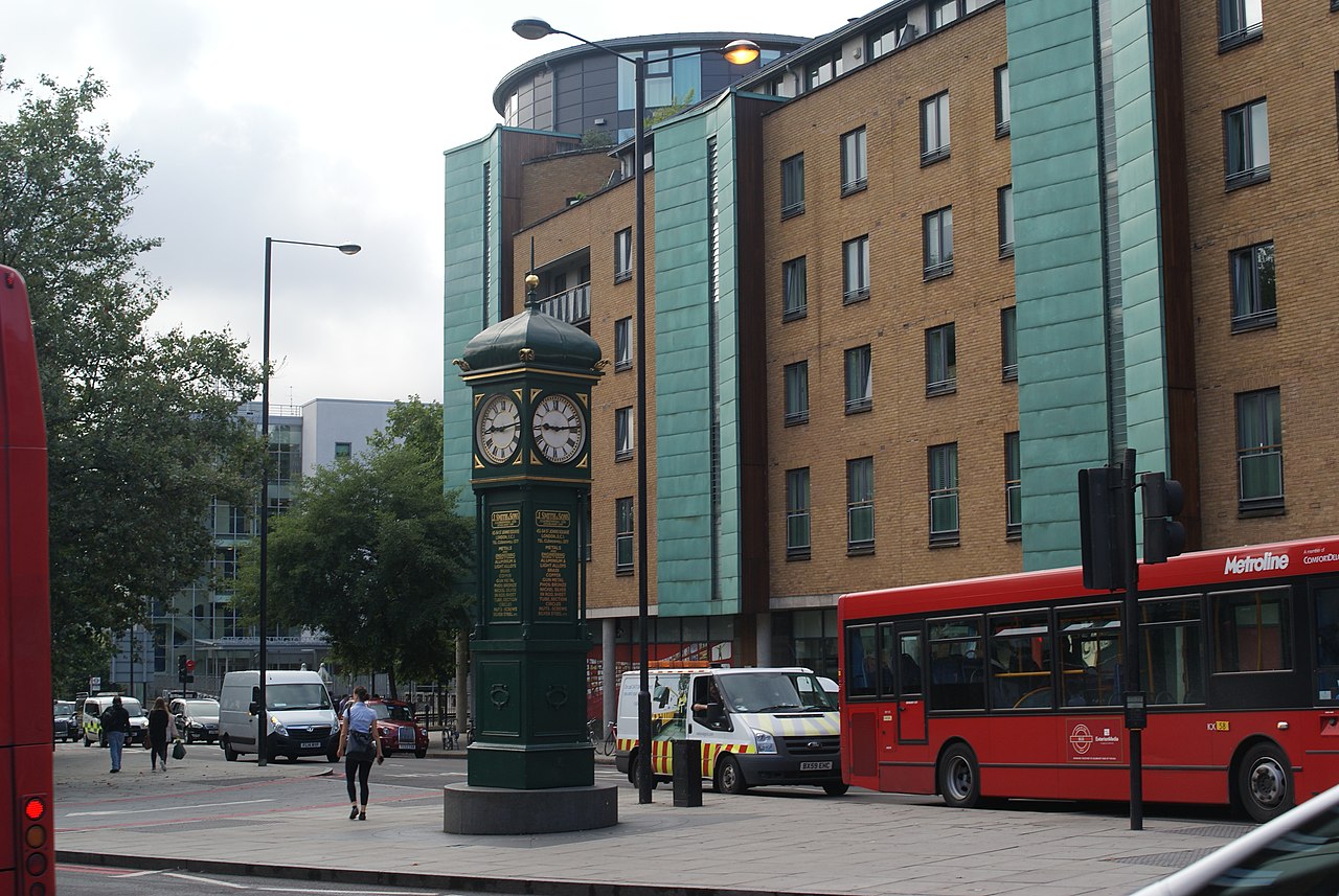 J Smith & Sons clock at the junction of Goswell Road and City Road, London EC1