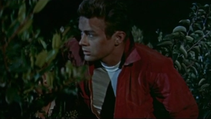 Cropped screenshot of James Dean in the trailer for the film Rebel Without a Cause
