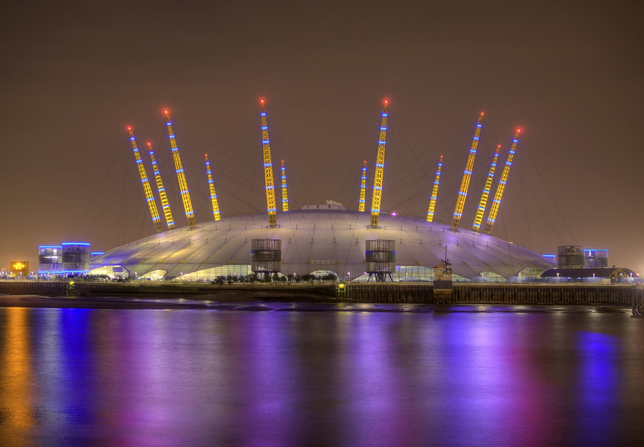 Night-time HDR image of the O2 Arena or Millenium Dome - 2009