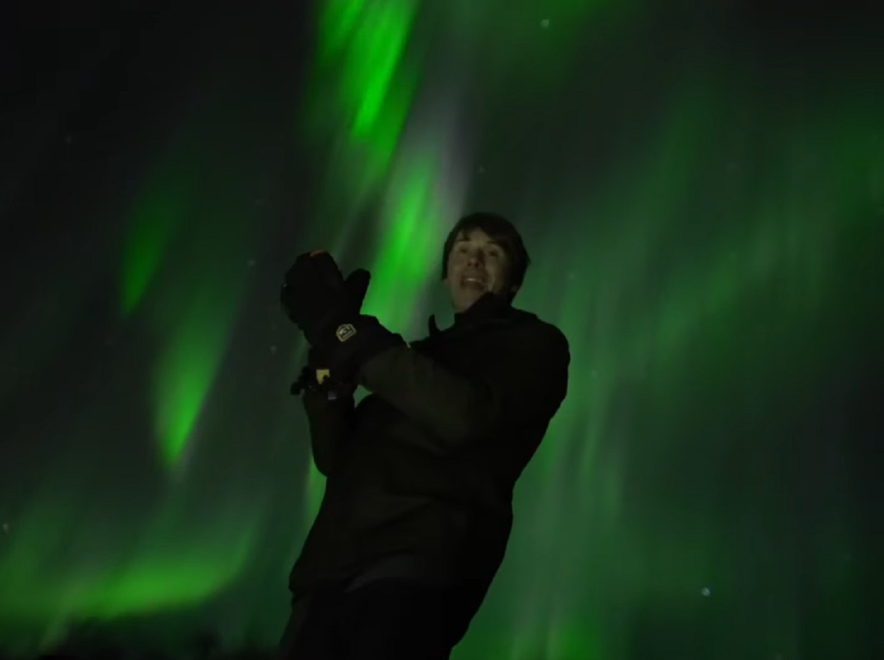Screenshot of polar light at night - from Planet Earth (TV Series)