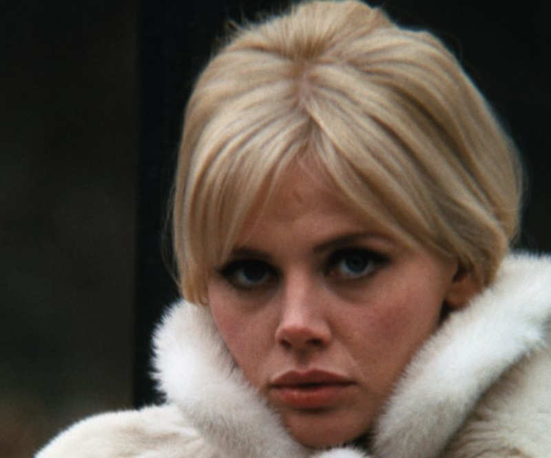 Britt Ekland in White Fur Coat
