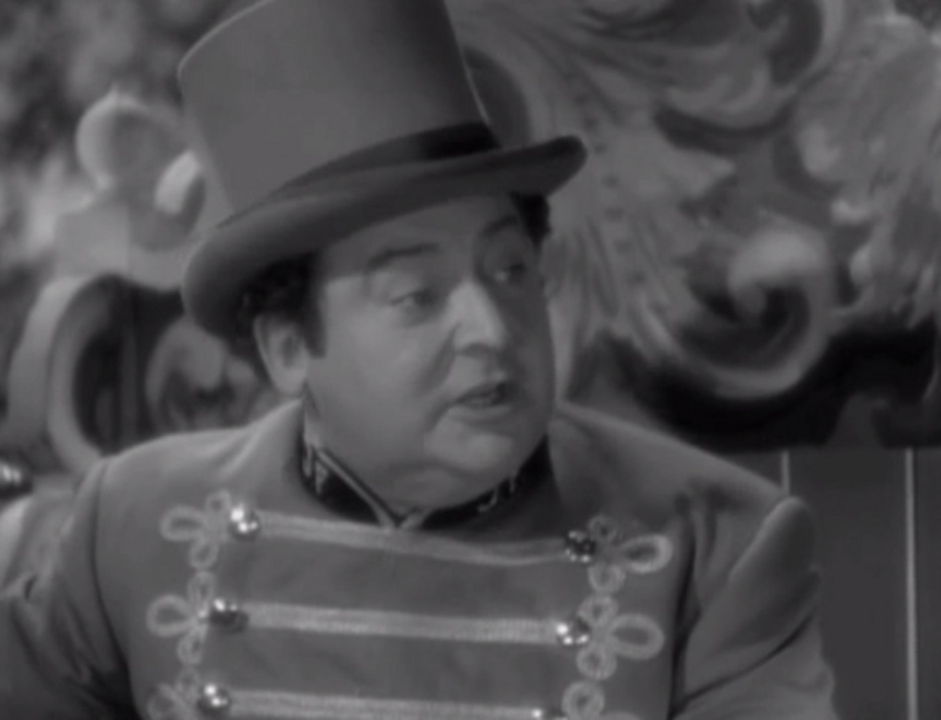 Screenshot of James Fisk (Edward Arnold) wearing uniform is looking at side - from The Toast of New York (1937)