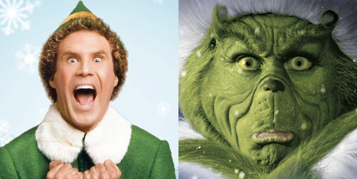 Elf and grinch split image
