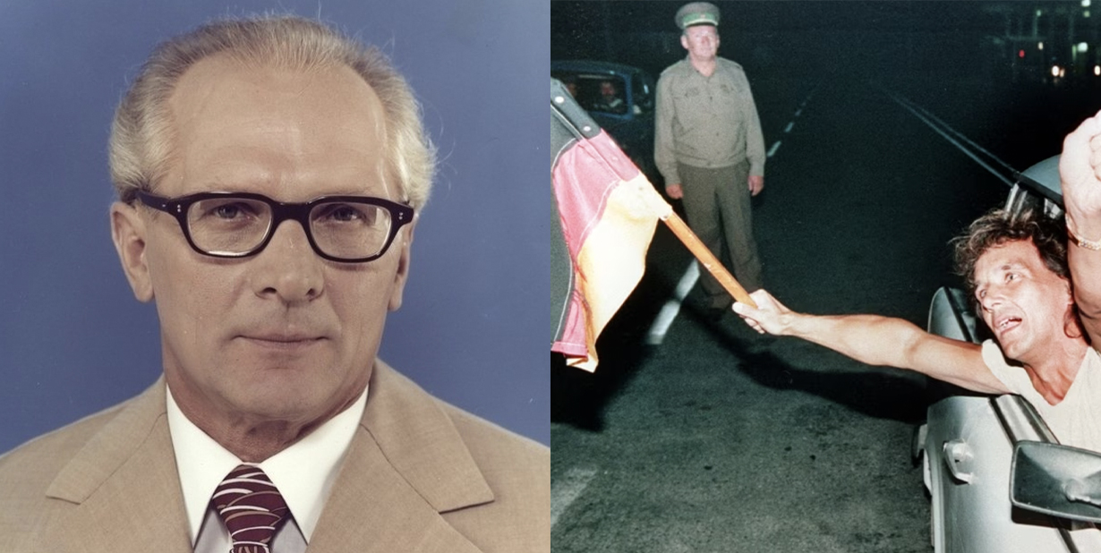 Erich Honecker and german people split image