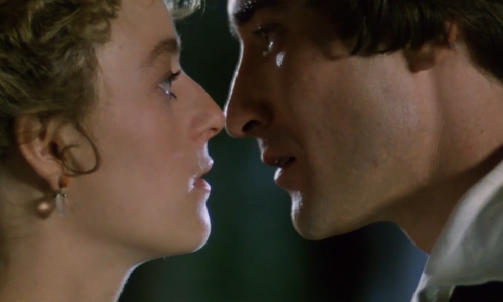 Screenshot from the movie Rowing with the Wind, actress Lizzy McInnerny portraying Mary Shelley and actor Valentine Pelka portraying Percy Bysshe Shelley