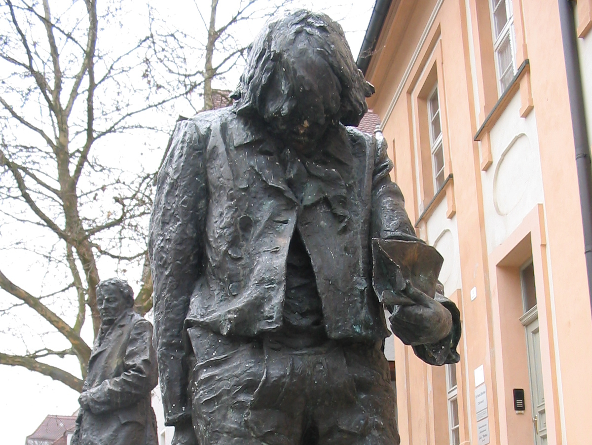 Statue of Hauser, old city centre, Ansbach, Germany