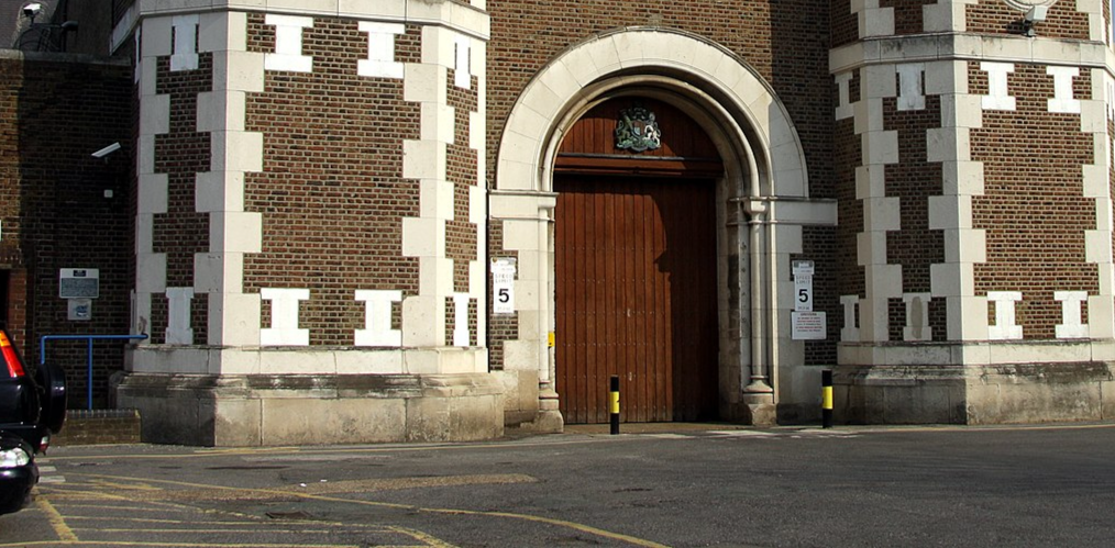 Main gate to the HM Prison Wormwood Scrubs in spring 2013