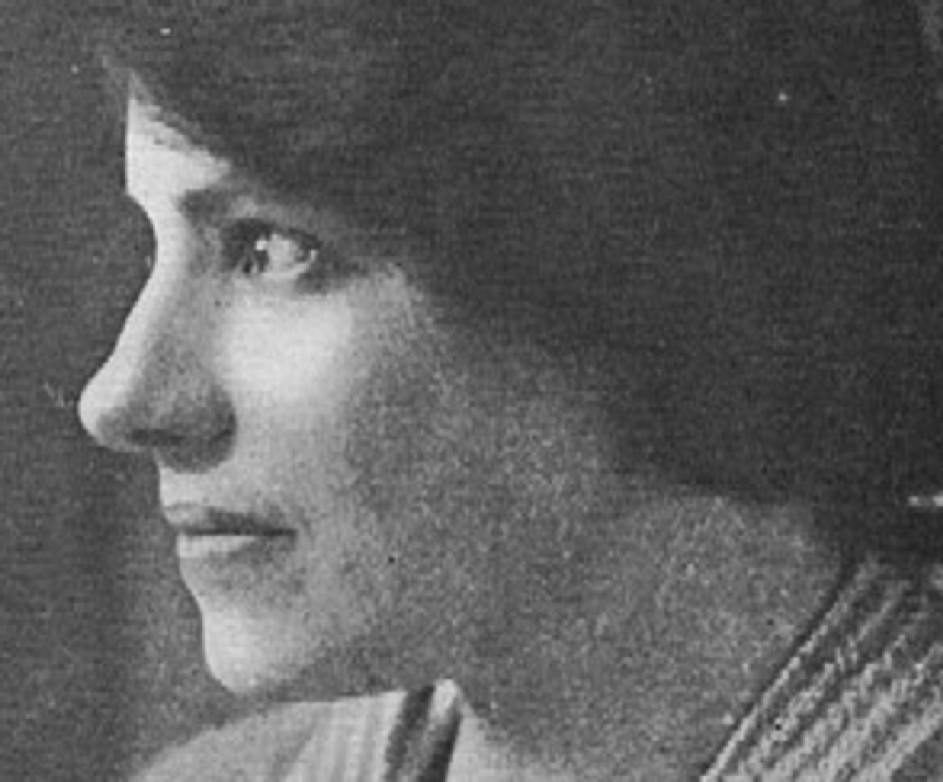 Profile photograph of Anna Anderson, who adopted the identity of Grand Duchess Anastasia of Russia in early 1922