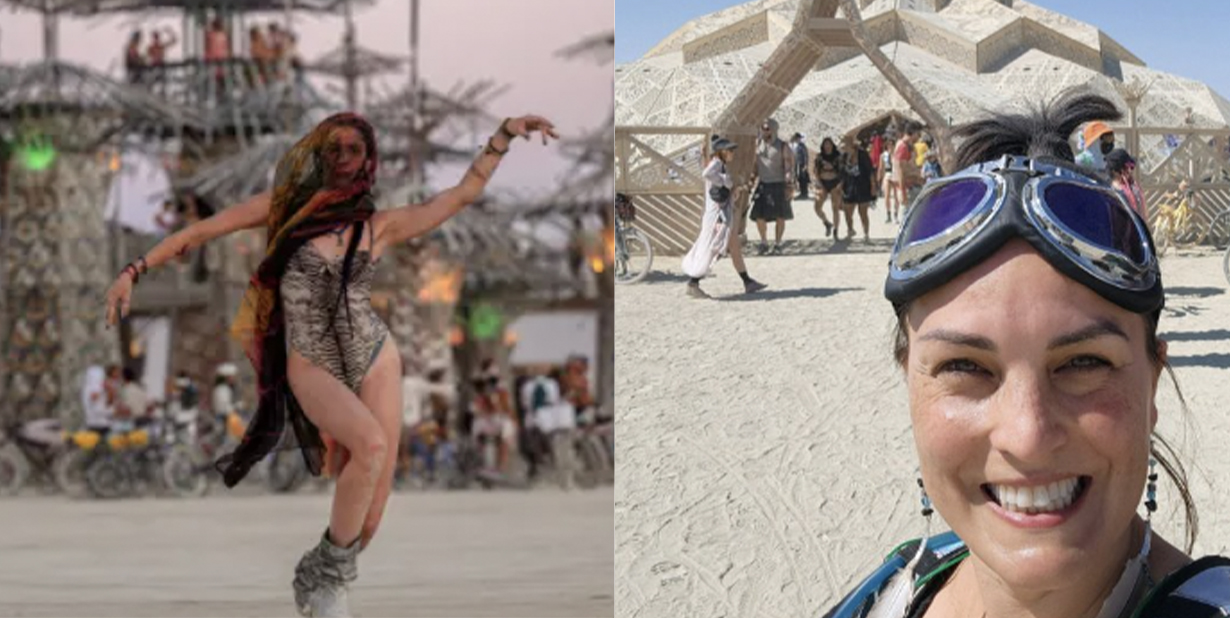 Burning Man festival split image