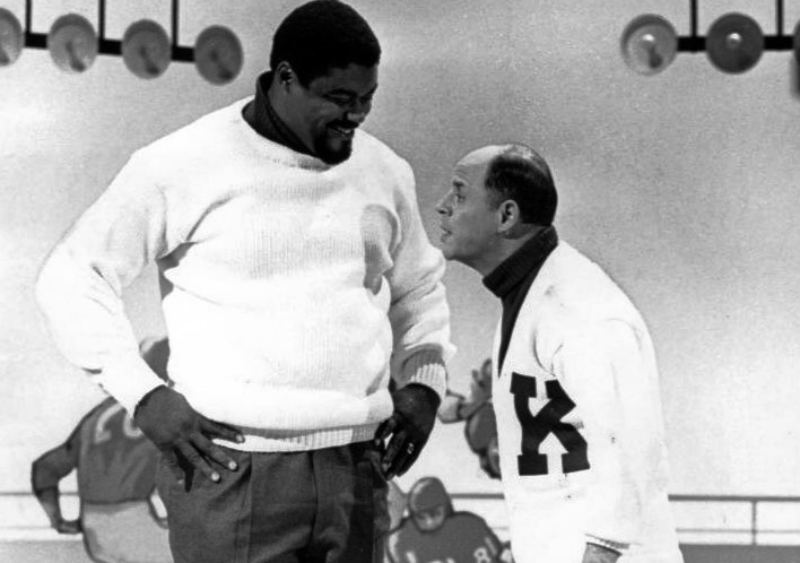 Roosevelt Grier and comedian Don Rickles in a skit