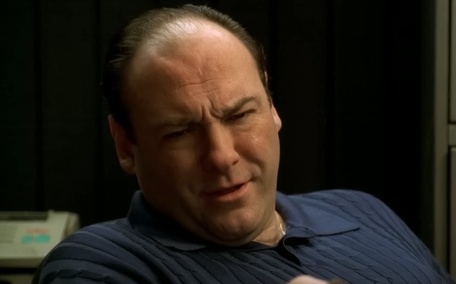 James Gandolfini as Tony Soprano in blue sweater