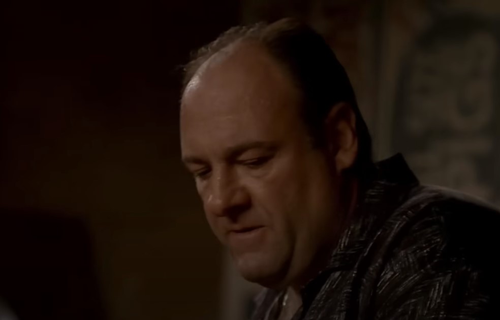 James Gandolfini as Tony Soprano in brown shirt