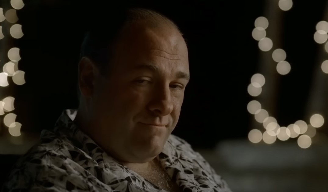 James Gandolfini as Tony Soprano wearing colorful shirt