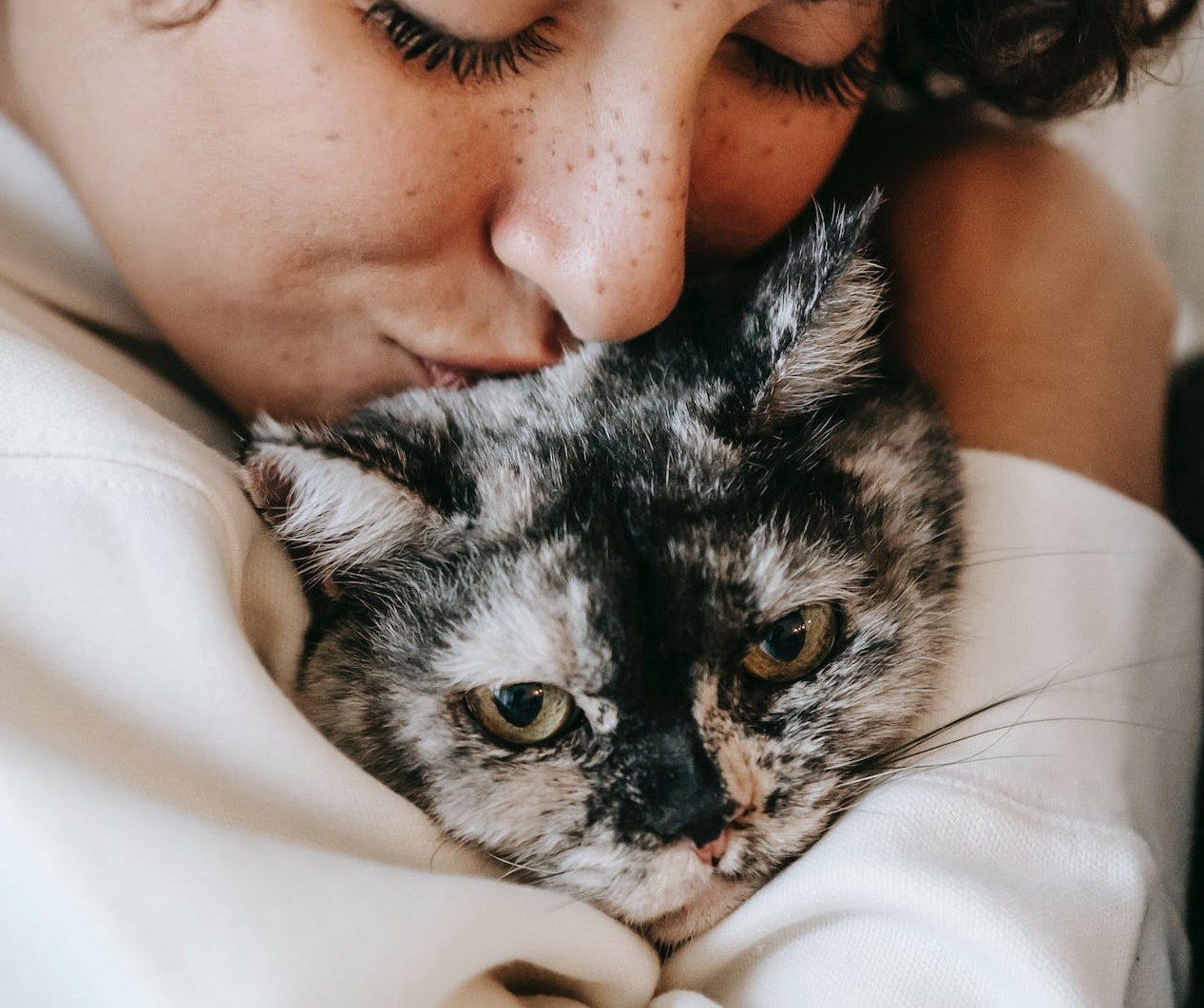 Woman holding a cat