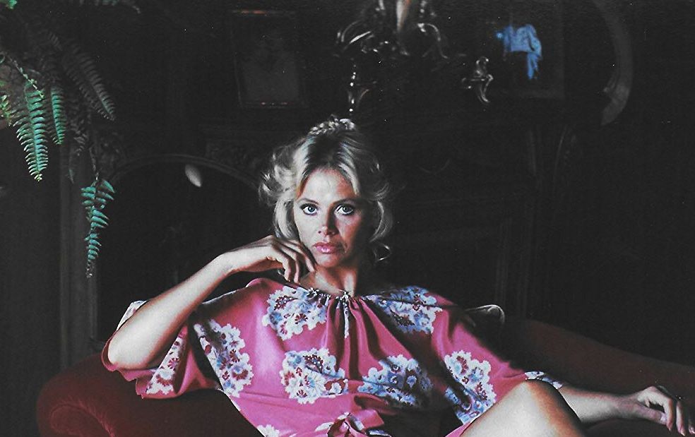 Britt Ekland in pink dress