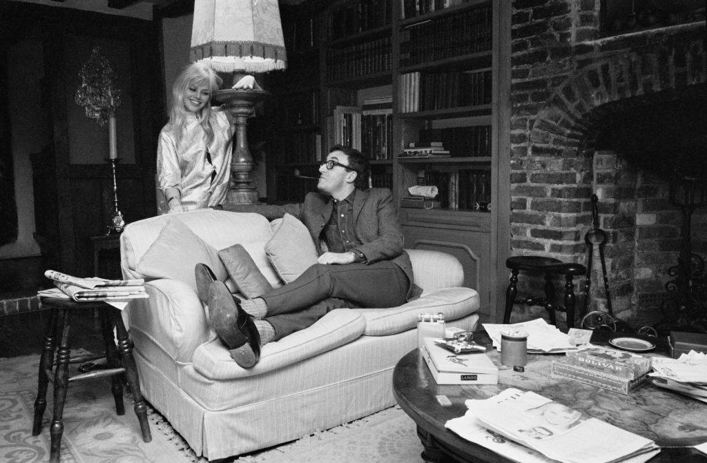 Peter Sellers (1925 - 1980) with actress Britt Ekland at home