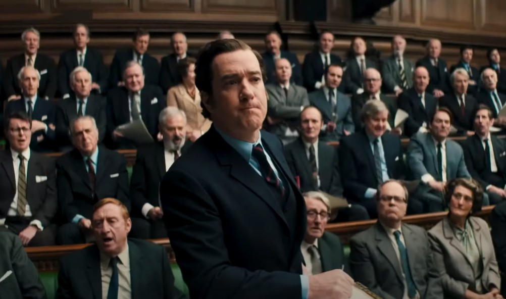 Matthew Macfadyen as John Stonehouse in parliament