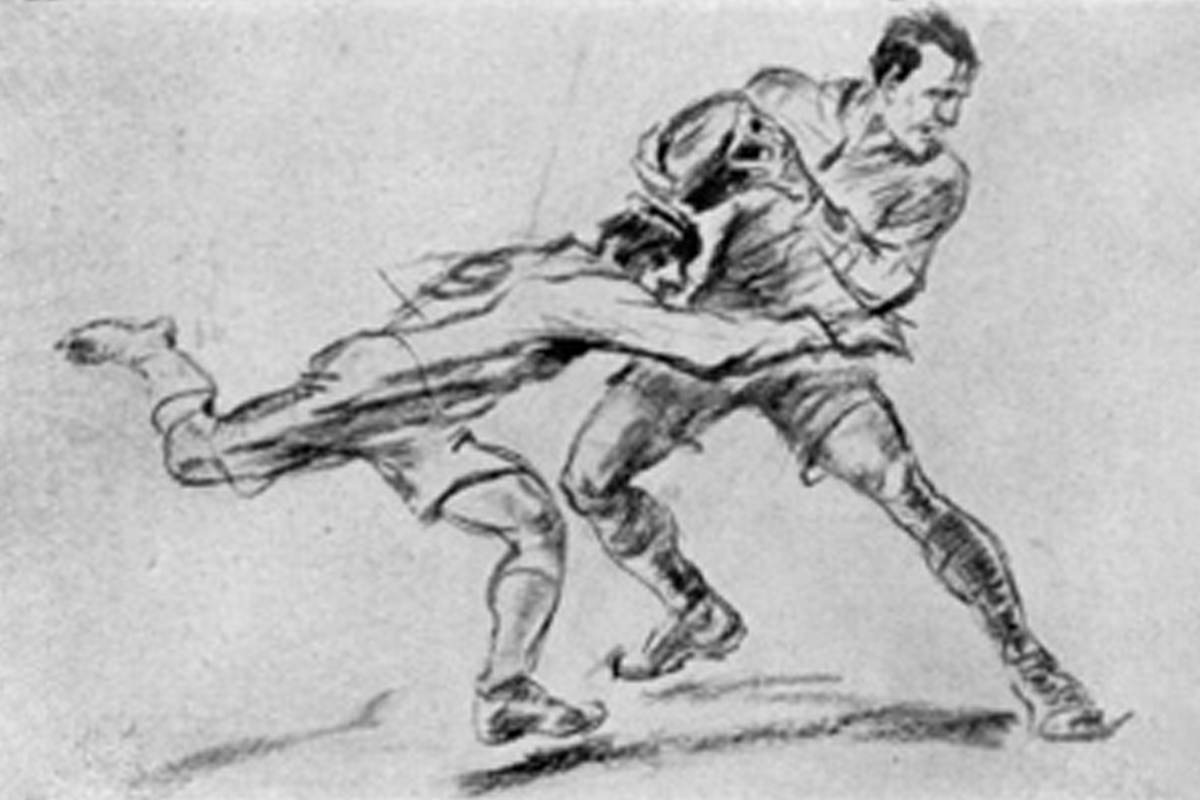 Jean Jacoby, Rugby, award winning drawing from 1928 Olympic art competitions