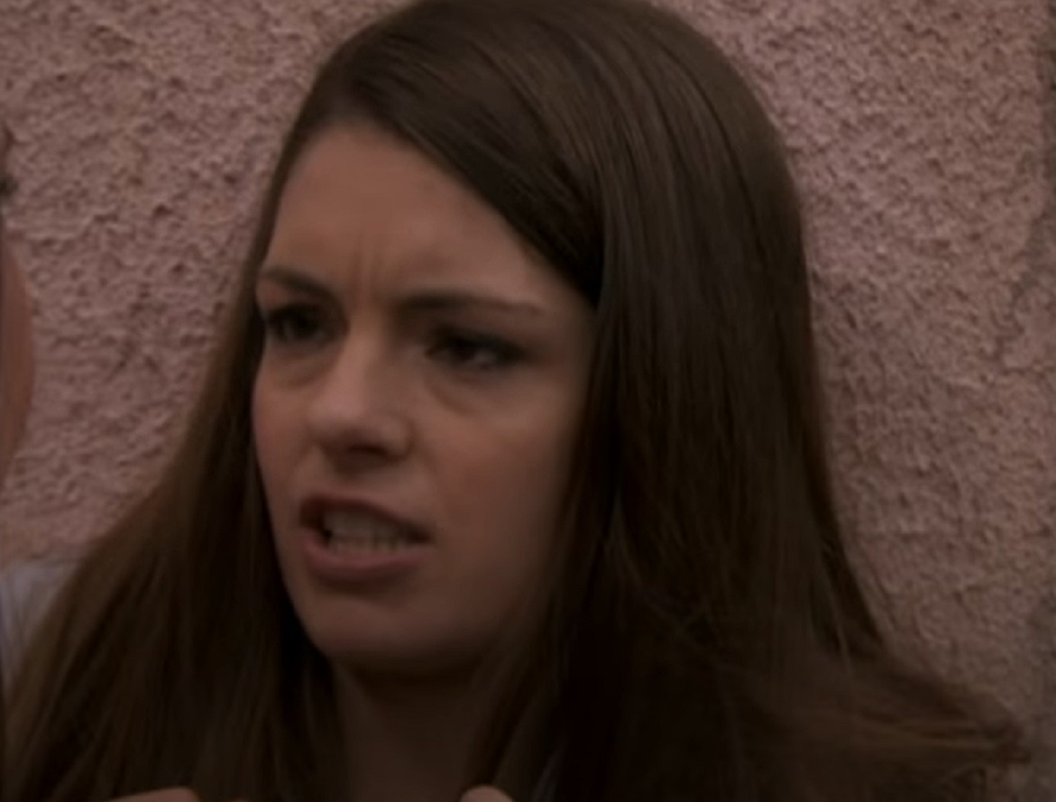 Screenshot of Karen Maguire looking upset - from Shameless (2004-13)
