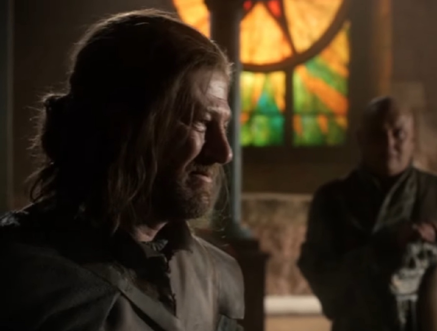 Screenshot of Ned Stark looking sad - from Game of Thrones (2011-19)