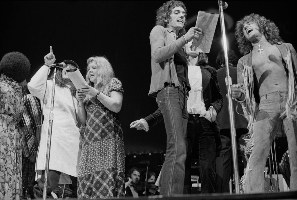 Cast members performing in the stage version of the Who's rock opera 'Tommy'