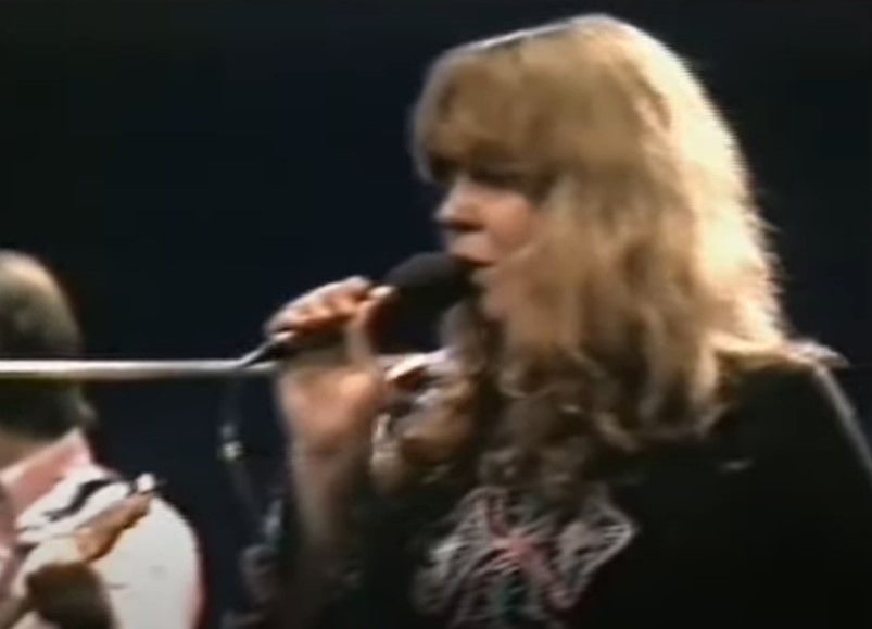Sandy Denny performing on stage