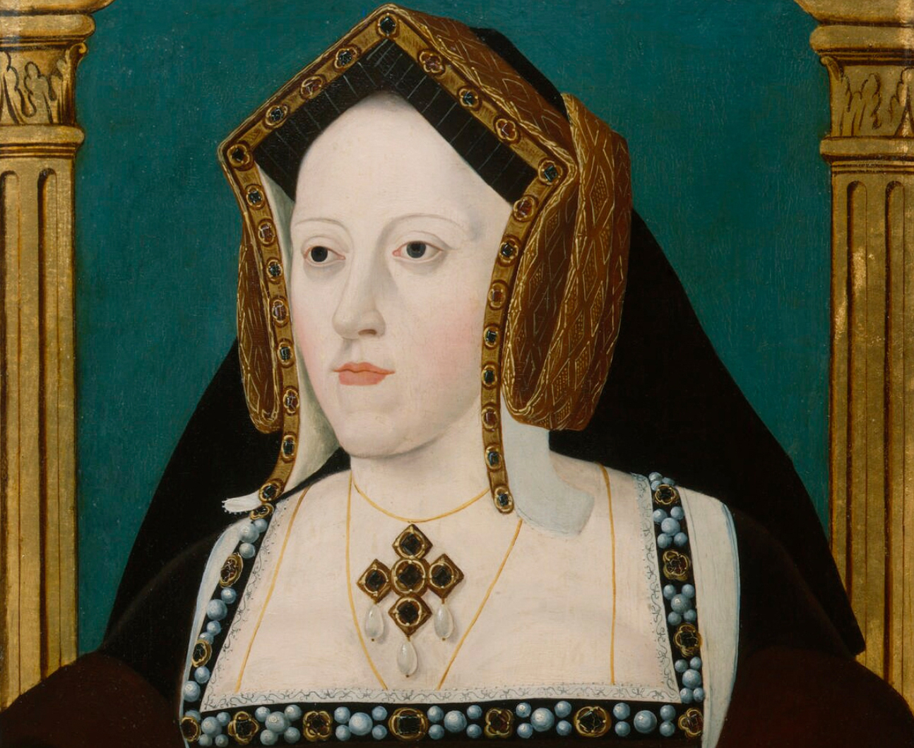 Catherine of Aragon in brown dress