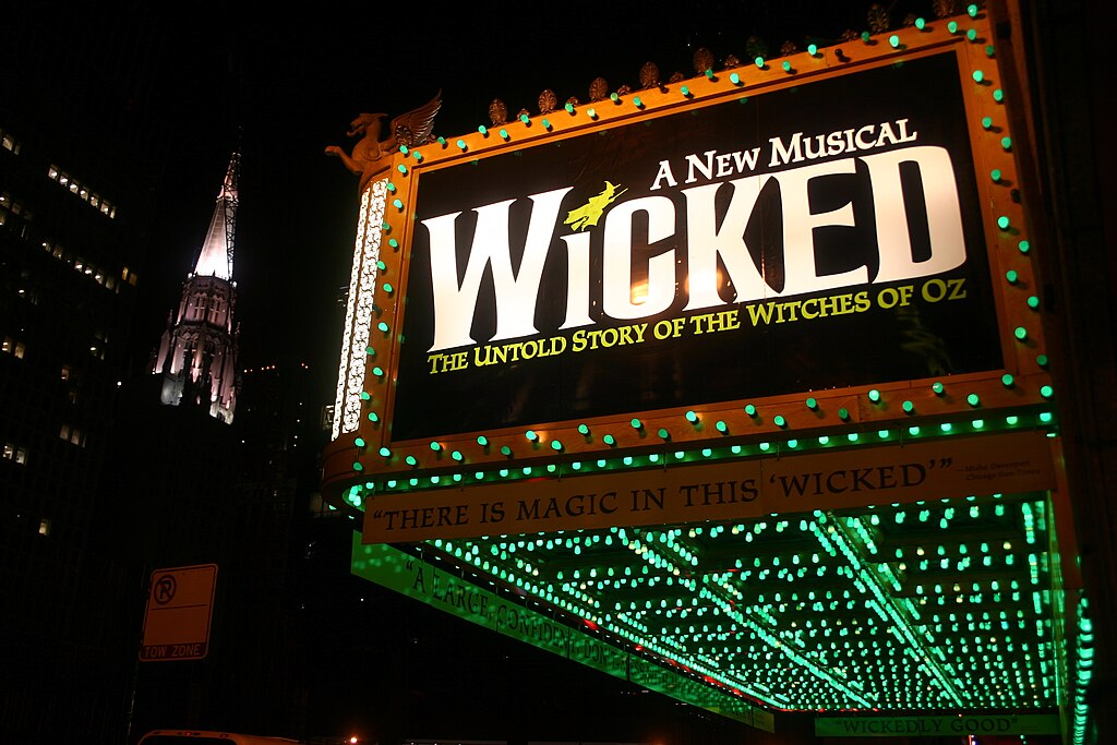The wicked musical marquee on a theatre