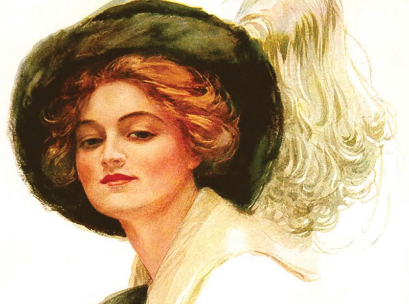 Dorothy Gibson painting with large hat